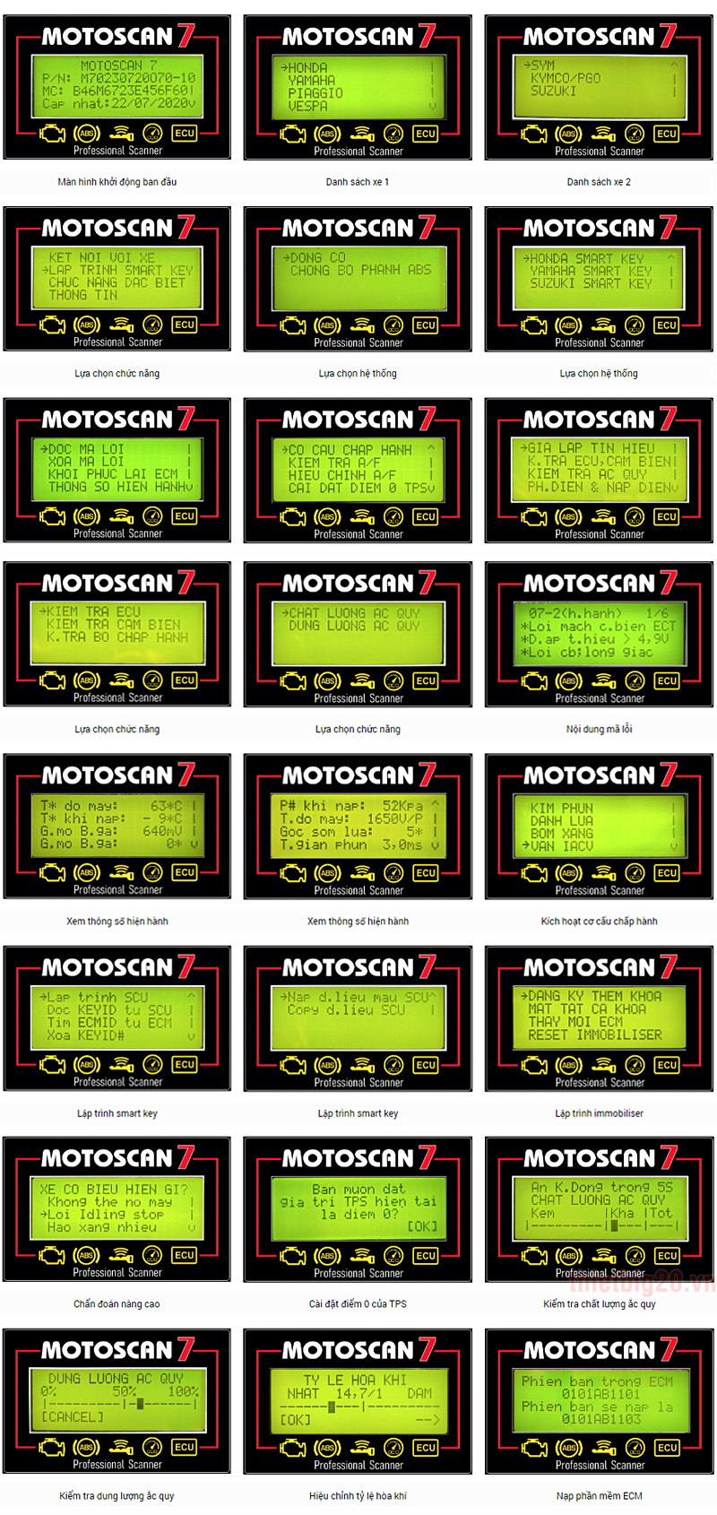 Ưu điểm máy chuẩn đoán lỗi xe máy Motoscan 7 pro