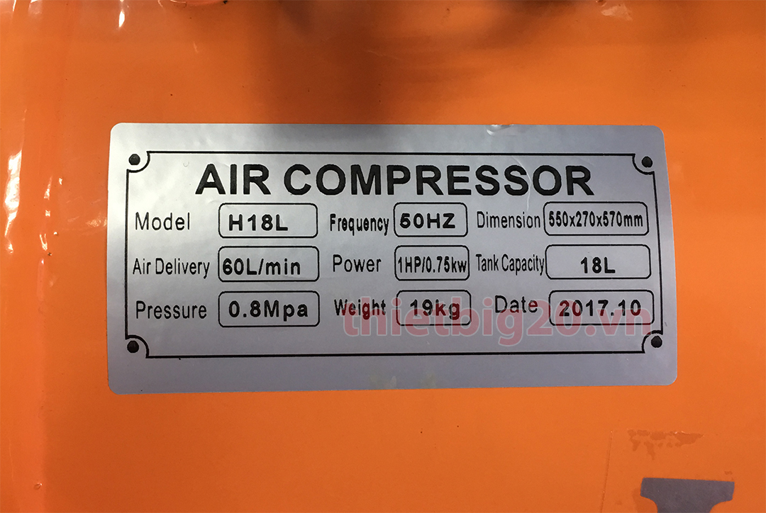 Thông số kỹ thuật máy nén khí giảm âm không dầu H18L