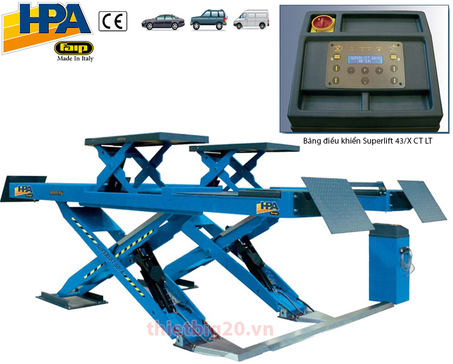 Cầu nâng kiểu xếp cân chỉnh độ chụm HPA Superlift 43-XCT LT