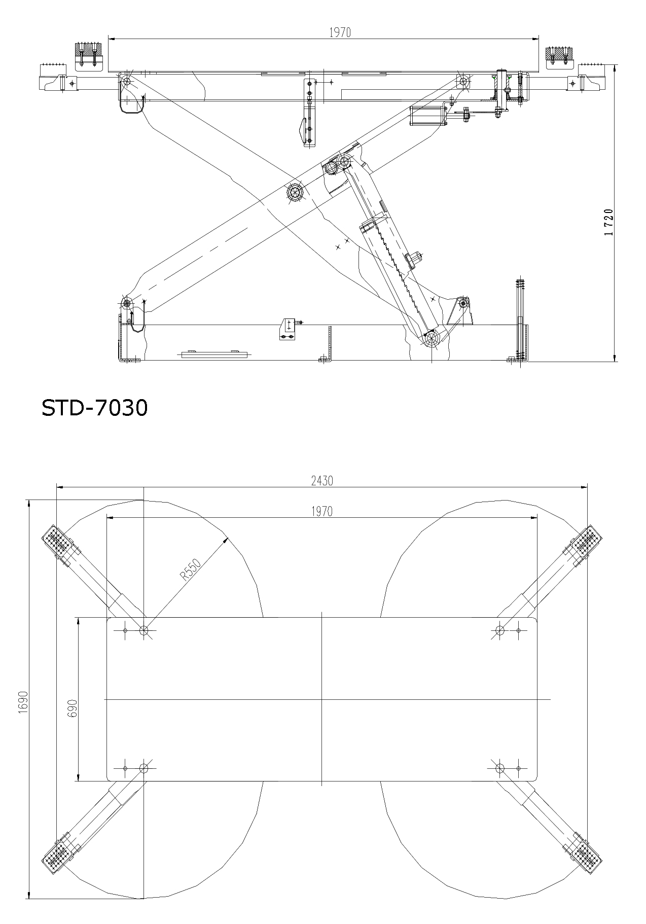 Cầu nâng sát xi ô tô STD-7030 - 3.0 tấn 