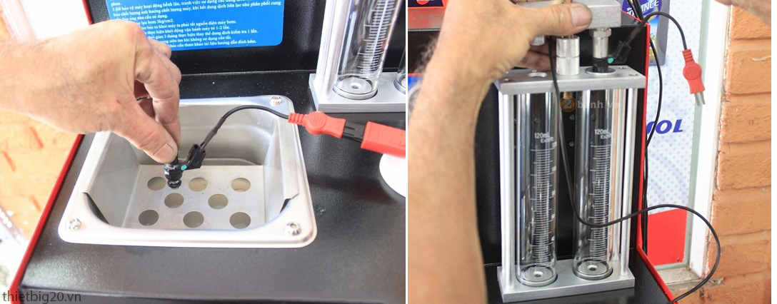 Máy súc rửa kim phun xăng sử dụng công nghệ sóng siêu âm