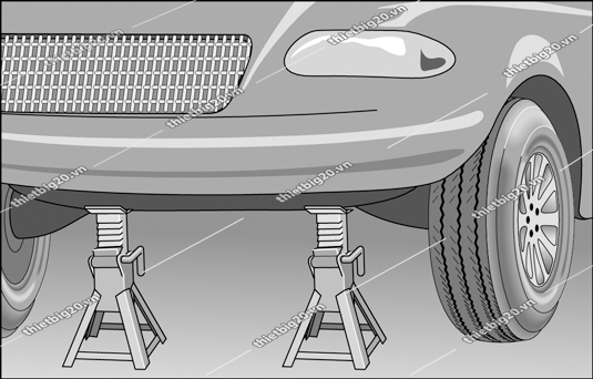 Sử dụng mễ kê phụ là nguyên tắc cơ bản để đảm bảo an toàn khi nâng xe bằng kích.
