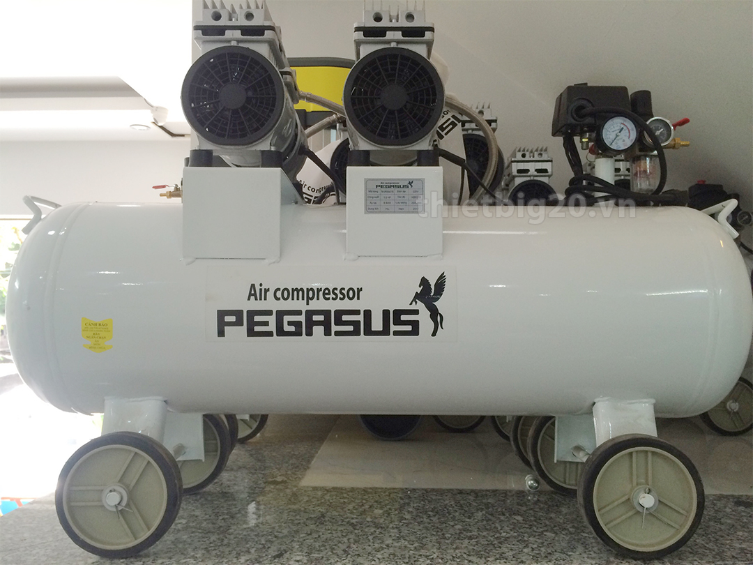 Máy bơm hơi không dầu giảm âm Pegasus 2HP, 70L, 220V