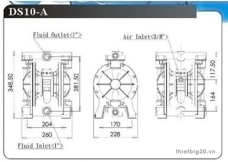 Chi tiết sơ đồ cấu tạo bơm mang Đài Loan DS10-AAT-OATS-02