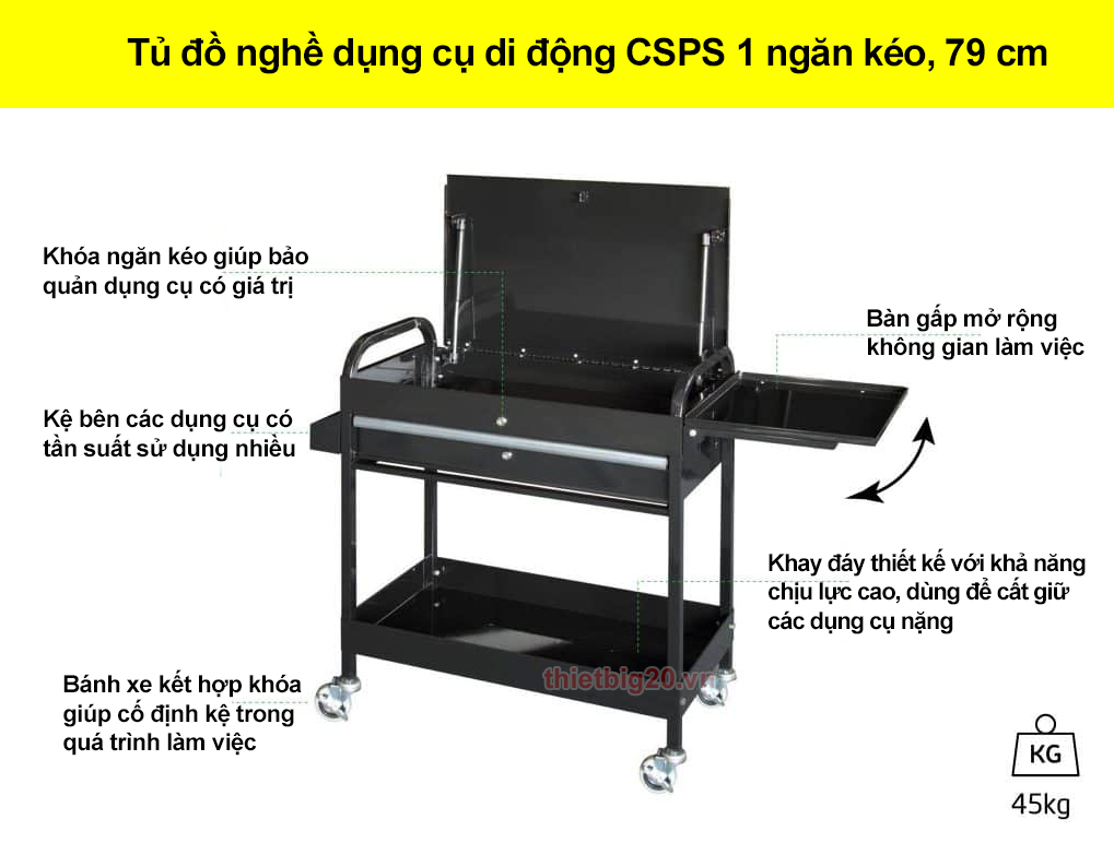 Tủ đồ nghề dụng cụ di động CSPS 1 ngăn kéo, 79 cm