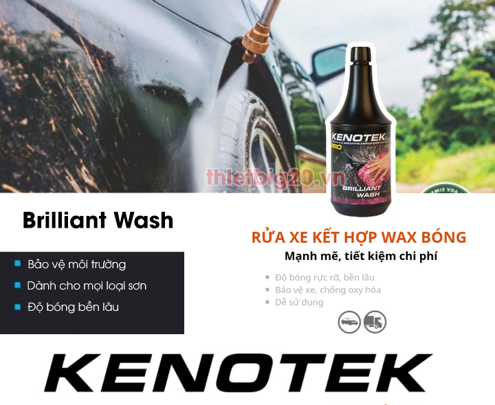 Nước rửa xe wax bóng Kenotek Brilliant Wash 1-5L
