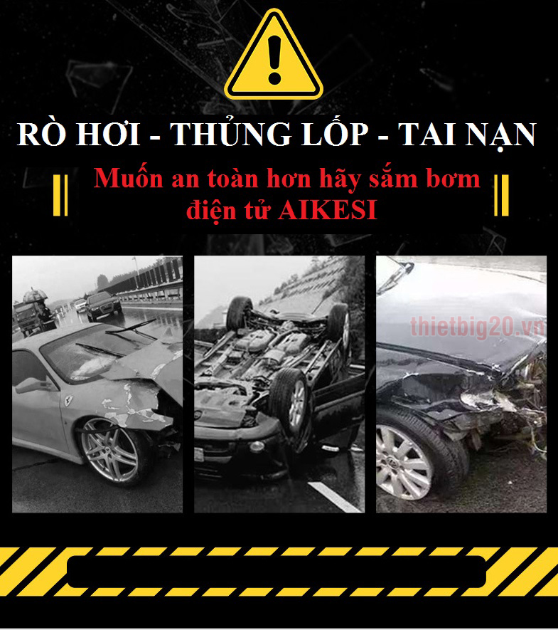 Máy bơm lốp xe Akesi cài thông số, kèm vali trọn bộ dụng cụ vá lốp (Điện 12V)