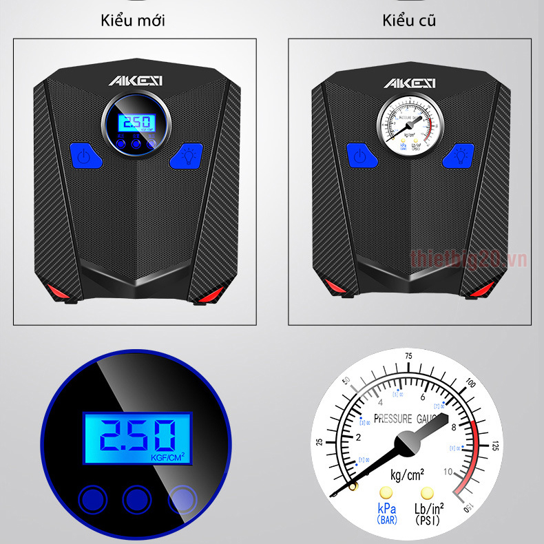 Máy bơm lốp xe Akesi đồng hồ điện tử (Điện 12V)