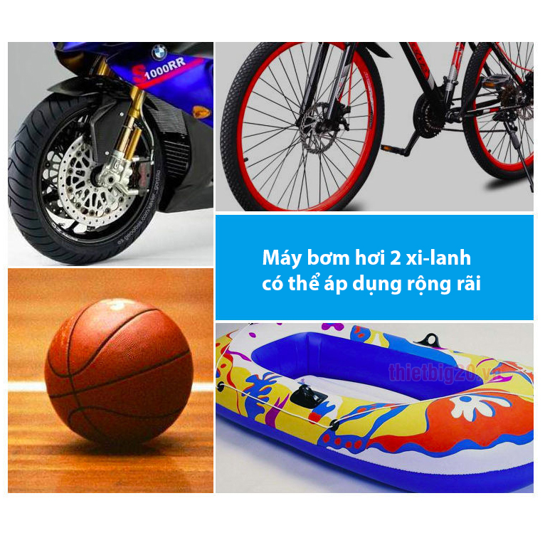 Máy bơm hơi, bơm lốp xe 2 xi-lanh kèm vali cứu hộ lốp (Điện 12V)