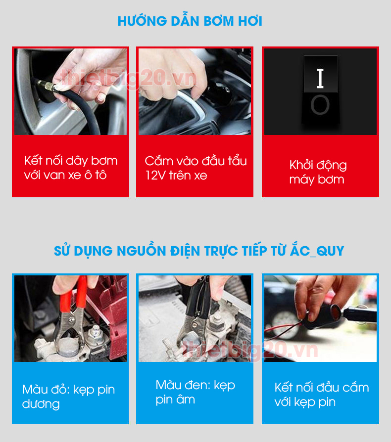 Máy bơm hơi, bơm lốp xe 2 xi-lanh, có đèn pin, đồng hồ cơ, kèm vali cứu hộ lốp GXE15-3