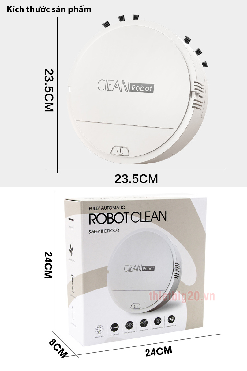 Kích thước robot hút bụi thông minh 3-trong-1 CleanRobot RS5