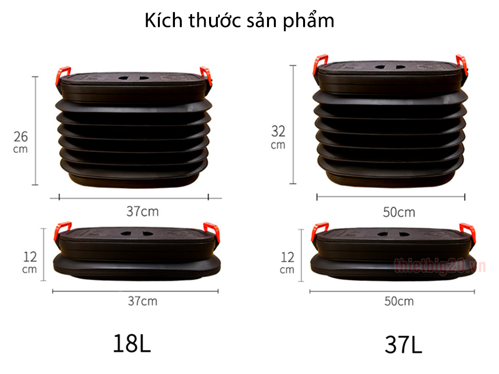 Kích thước thùng đựng đồ ô tô, du lịch có thể co giãn xếp gọn, có nắp đậy