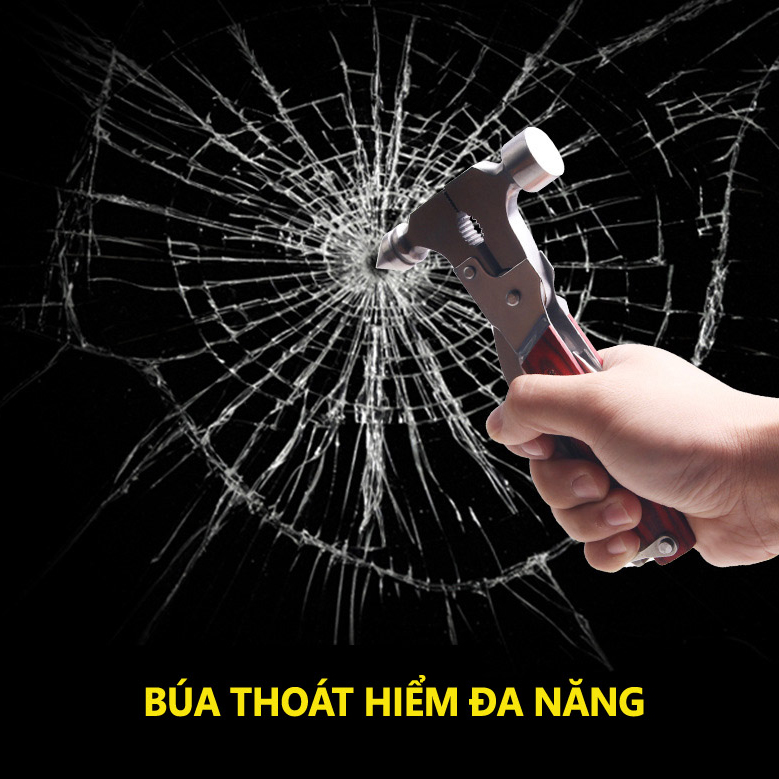 Dụng cụ khẩn cấp cho ô tô, đa năng 16-trong-1 (Phá kính, kìm, búa, dao...) 