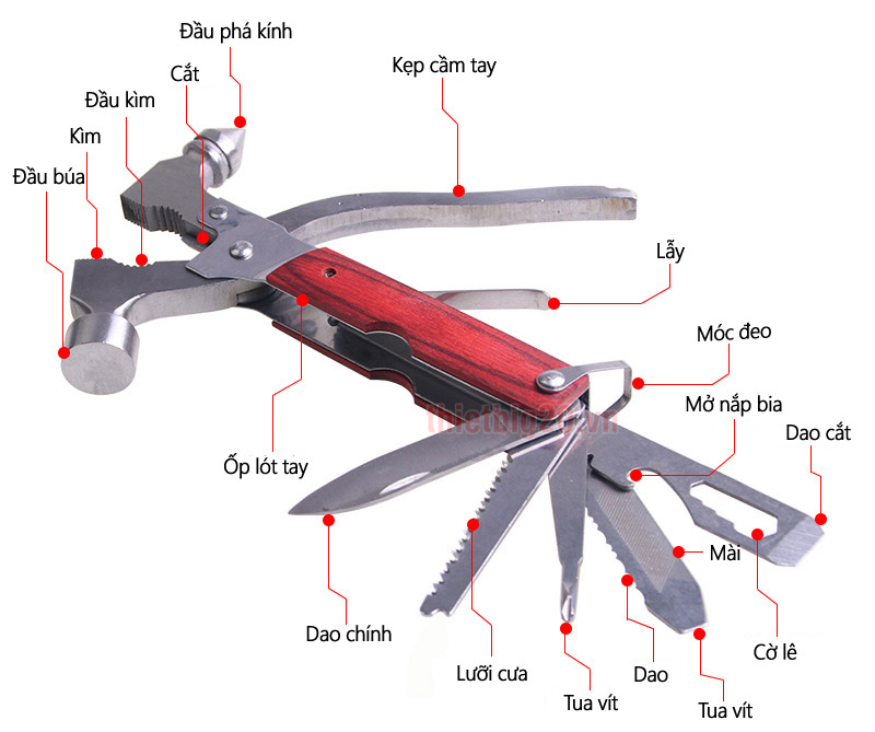 Chức năng dụng cụ khẩn cấp cho ô tô, đa năng 16-trong-1