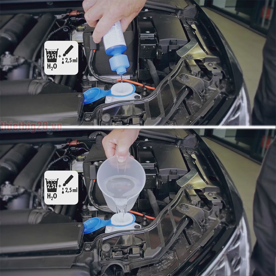 Hướng dẫn pha nước rửa kính lái ô tô, một gạt là trong Sonax Xtreme Clear View 1:100 