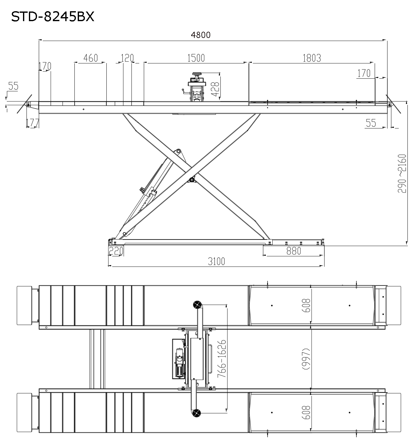 Cầu nâng kiểu xếp 4.5 tấn STD-8245BX