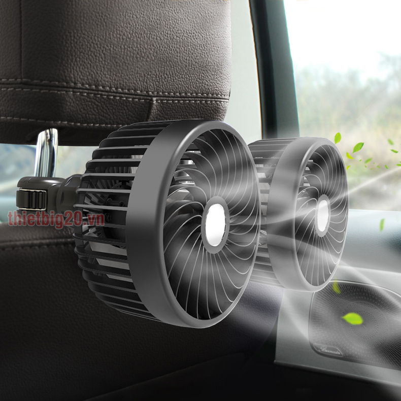 Quạt xe ô tô đôi gắn lưng ghế F-6207 - Nguồn USB 5V (Xe điện 12V và 24V) 