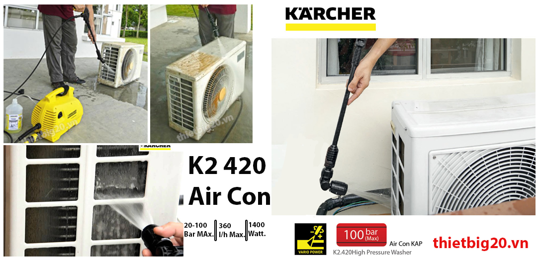 máy xịt rửa xe gia đình xịt rửa điều hòa K2 420 Air Con KAP