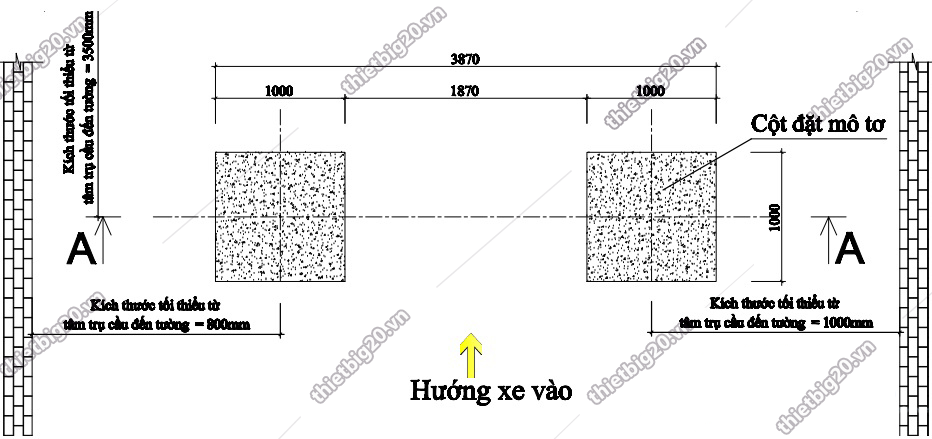 bản vẽ cầu nâng 2 trụ