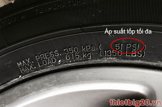 thông số áp suất trên lốp xe