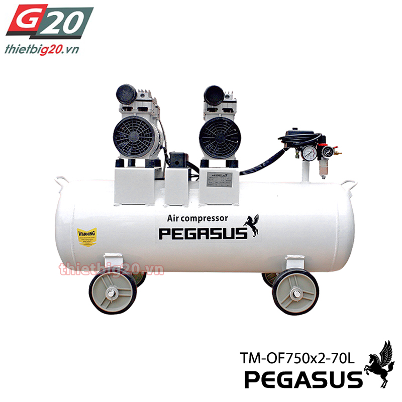 Máy  bơm hơi không dầu giảm âm Pegasus 2HP, 70L, 220v