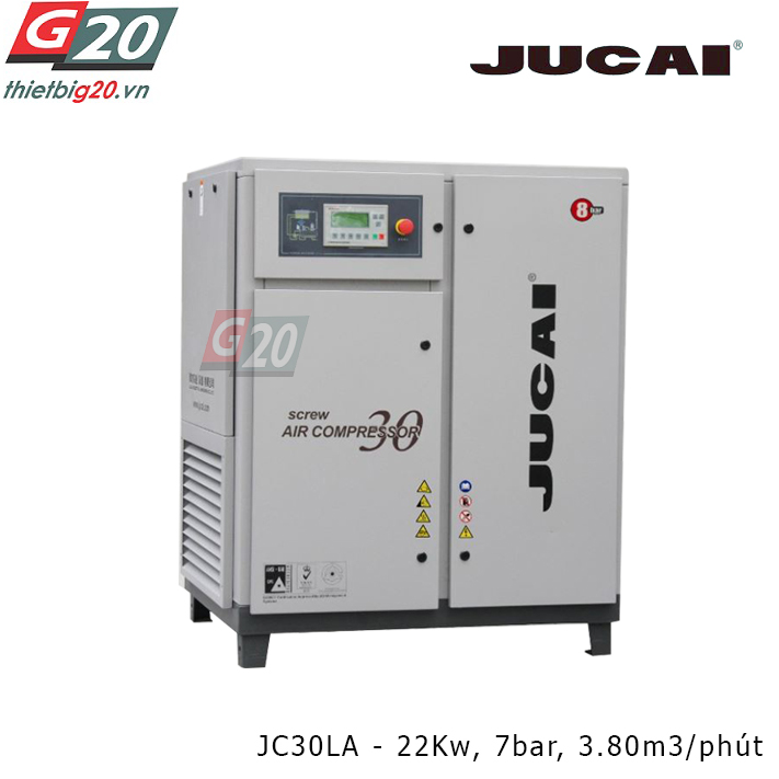 Máy nén khí trục vít có dầu Jucai JC30LA - 22Kw, 7 bar, 3.80 m3/phút