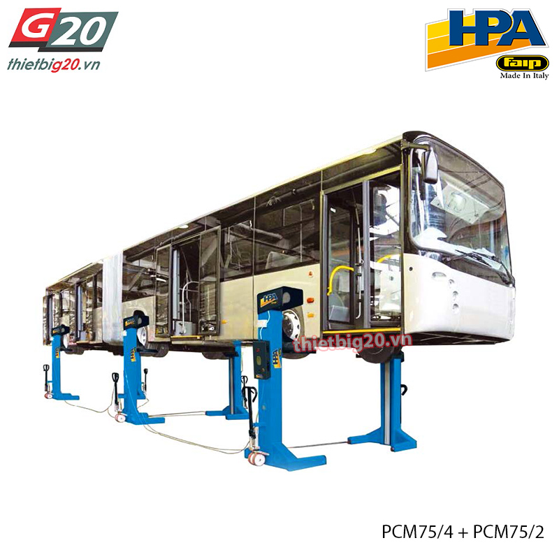 Hệ thống trụ nâng xe công nghiệp HPA PCM75/4 + PCM75/2 (6 trụ, 7.5 tấn/trụ)